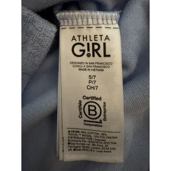 Athleta Girl  Jump In Terry Cloth Button Down Top Short Sleeve Snap Size Small 7 - Picture 5 of 5